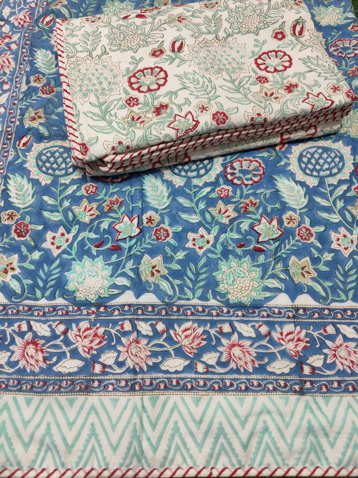 Blue Zaal Premium Reversible Mulmul Dohars – Handblock Printed in Rajasthan