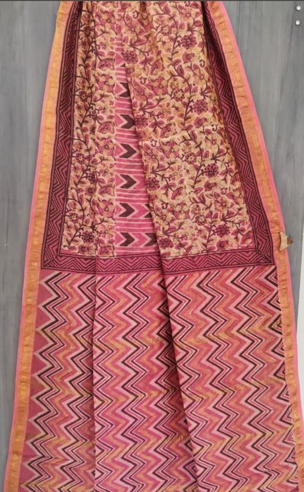 Onion Phool Patti-Vanaspati Maheswari Collection Dabu Print of Bagru