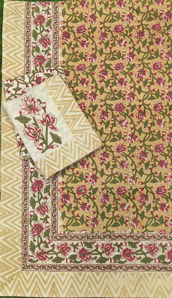 HAND BLOCK PRINTED BEDSHEETS - 90 x 108 ; 300TC PREMIUM QUALITY