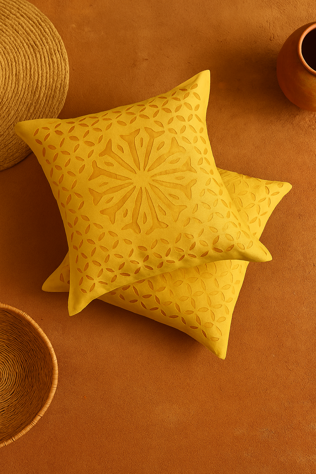 Barmeri Handcrafted Cushion Cover – Yellow