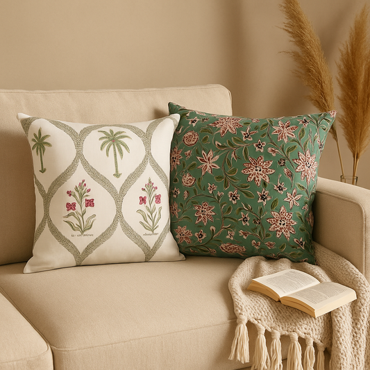 Hand Block Printed Cushion Cover – Crafted in Rajasthan