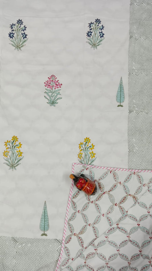 Bouqet Premium Reversible Mulmul Dohars – Handblock Printed in Rajasthan