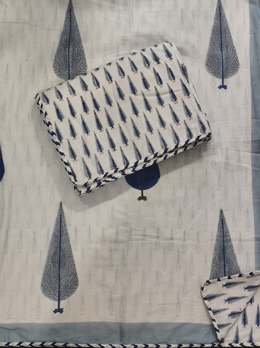 Pine Tree Pure Handblock Printed Premium Reversible Dohars – Soft Mulmul from the Heart of Rajasthan