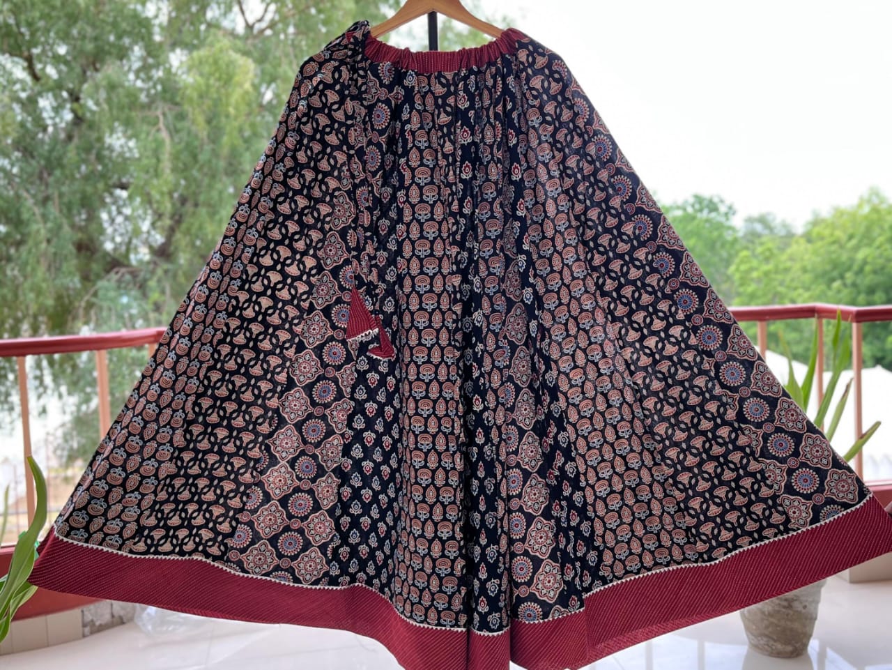 Ajrakh Printed Kalidaar Skirt