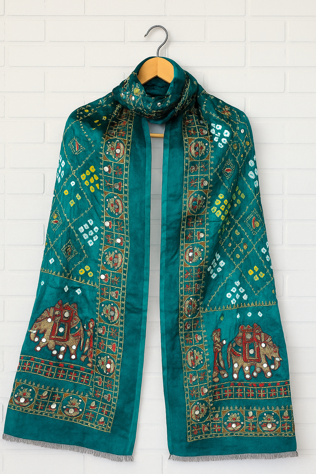 Modal Silk with Bandhini, embroidery and heavy Mirror Work.