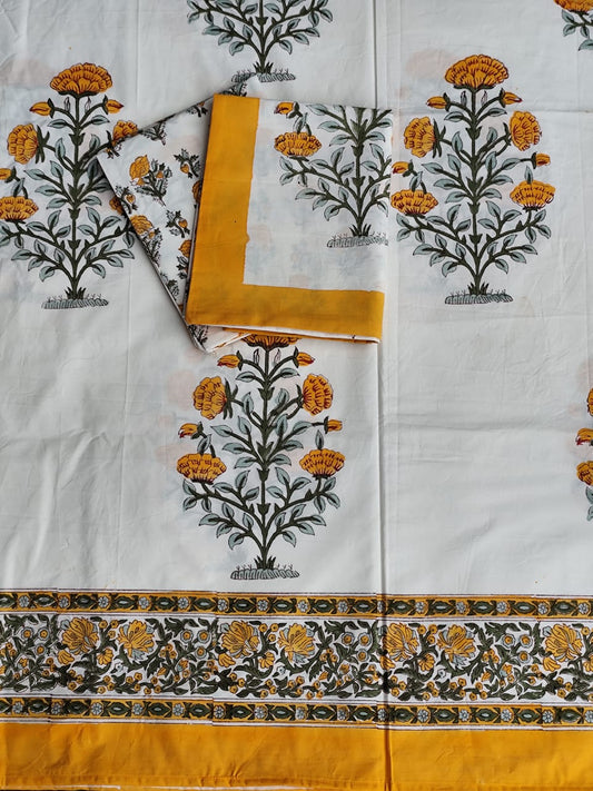 IDAA HAND BLOCK PRINTED BEDSHEETS - 90 x 108 ; 300TC PREMIUM QUALITY