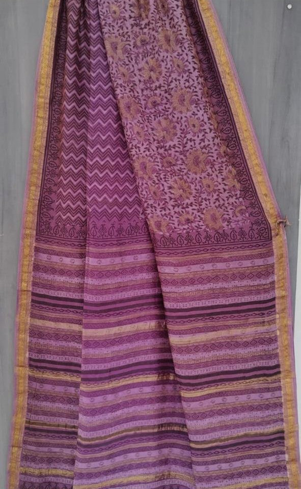 Onion GeoPhool-Vanaspati Maheswari Collection Dabu Print of Bagru