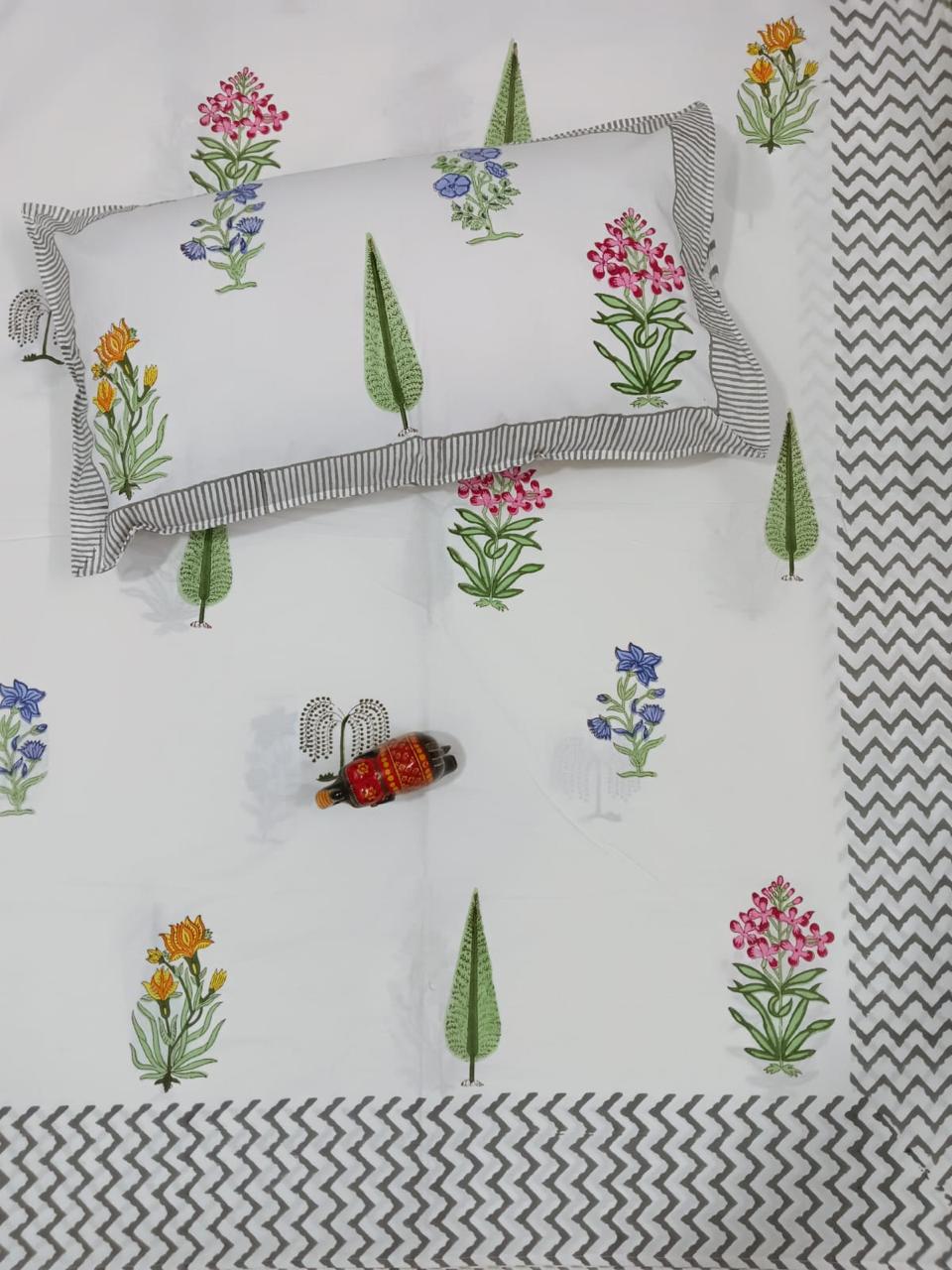 HAND BLOCK PRINTED BEDSHEETS - 90 x 108 ; 300TC PREMIUM QUALITY