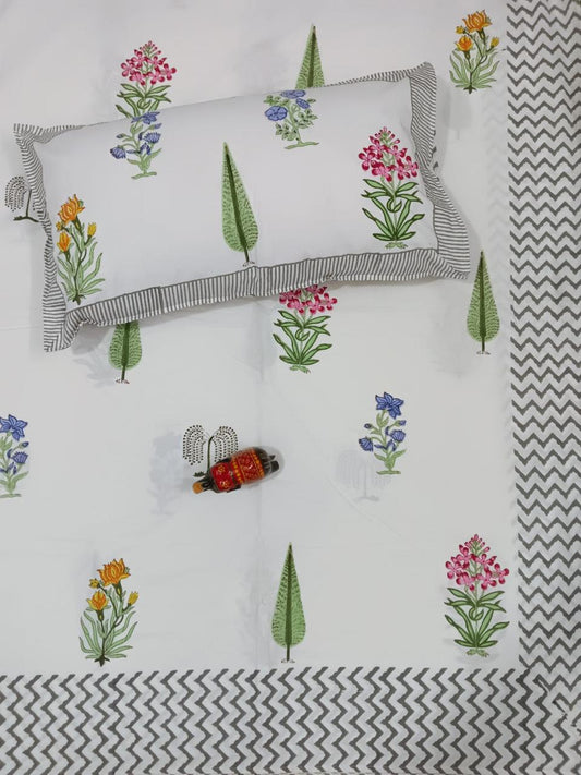 HAND BLOCK PRINTED BEDSHEETS - 90 x 108 ; 300TC PREMIUM QUALITY