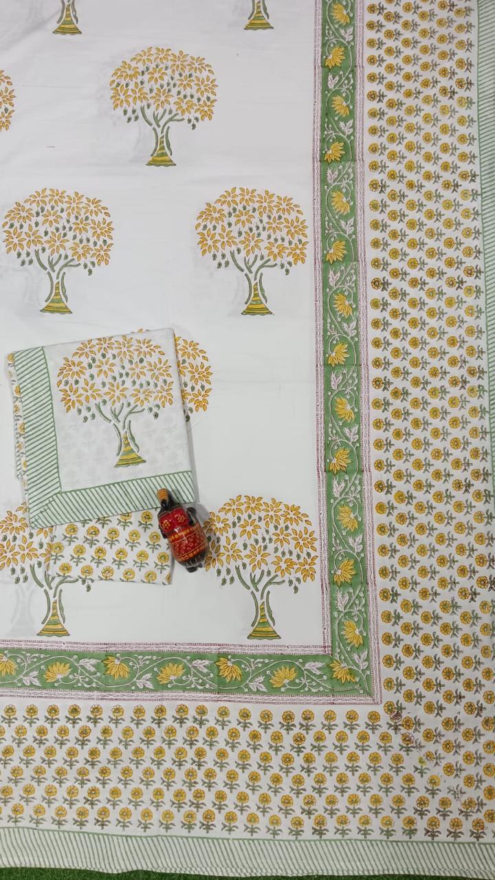 HAND BLOCK PRINTED BEDSHEETS - 90 x 108 ; 300TC PREMIUM QUALITY