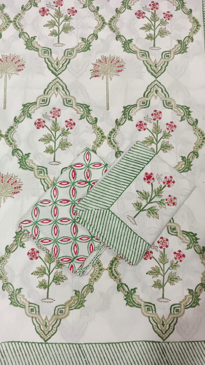 HAND BLOCK PRINTED BEDSHEETS - 90 x 108 ; 300TC PREMIUM QUALITY