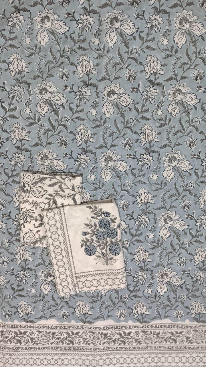 HAND BLOCK PRINTED BEDSHEETS - 90 x 108 ; 300TC PREMIUM QUALITY