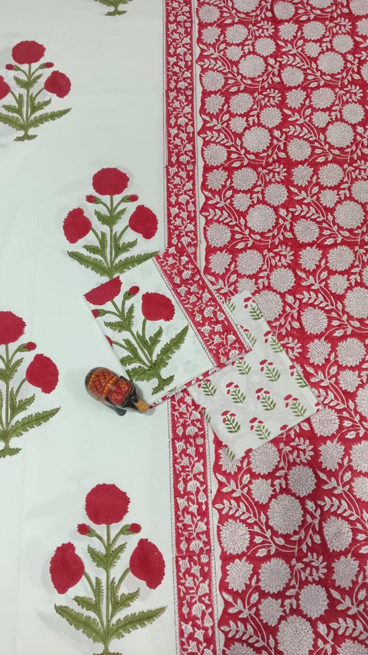 HAND BLOCK PRINTED BEDSHEETS - 90 x 108 ; 300TC PREMIUM QUALITY