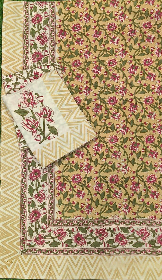 HAND BLOCK PRINTED BEDSHEETS - 90 x 108 ; 300TC PREMIUM QUALITY