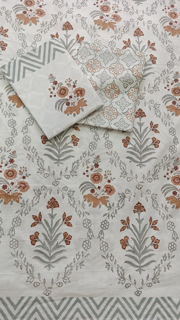 HAND BLOCK PRINTED BEDSHEETS - 90 x 108 ; 300TC PREMIUM QUALITY