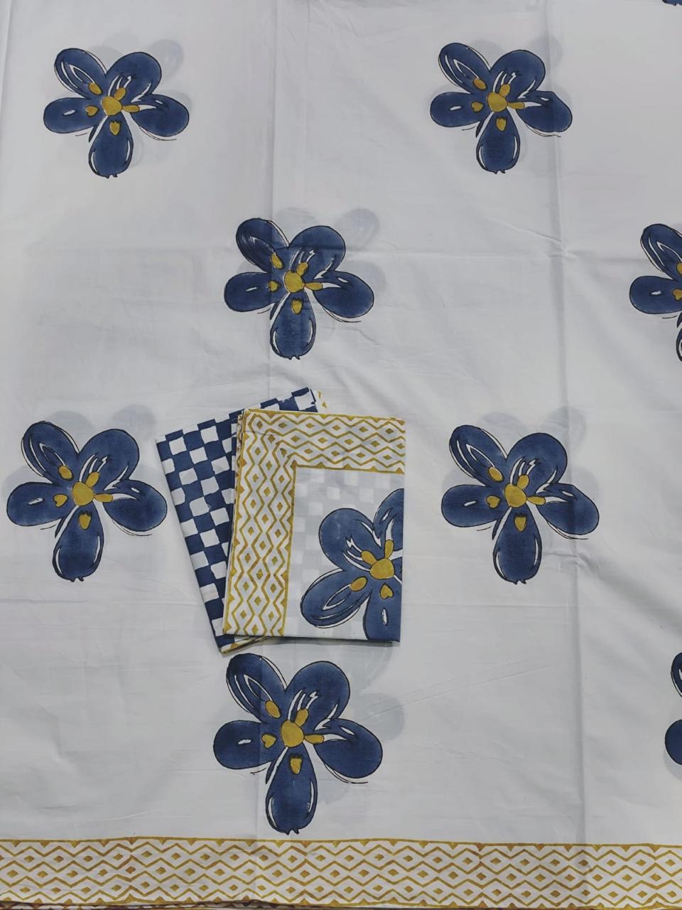 HAND BLOCK PRINTED BEDSHEETS - 90 x 108 ; 300TC PREMIUM QUALITY