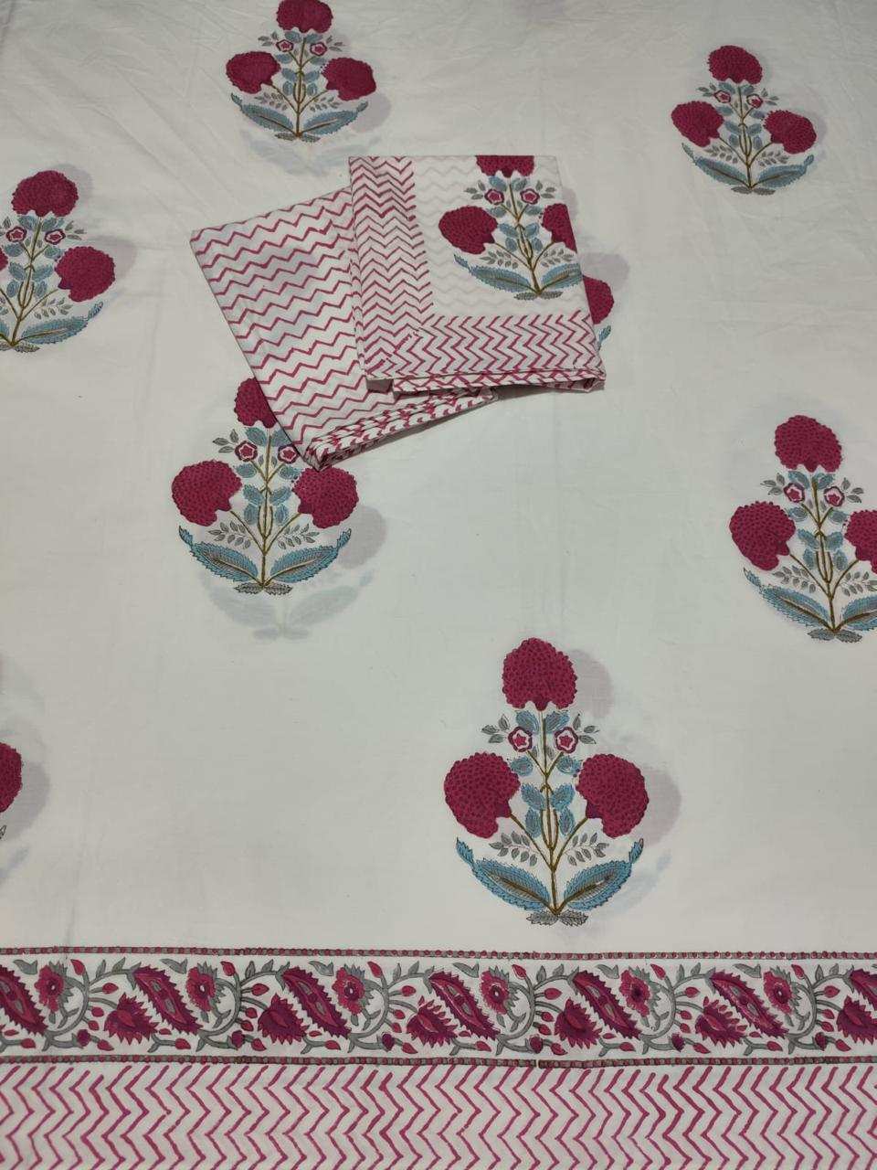 HAND BLOCK PRINTED BEDSHEETS - 90 x 108 ; 300TC PREMIUM QUALITY