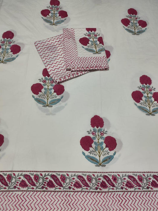 HAND BLOCK PRINTED BEDSHEETS - 90 x 108 ; 300TC PREMIUM QUALITY