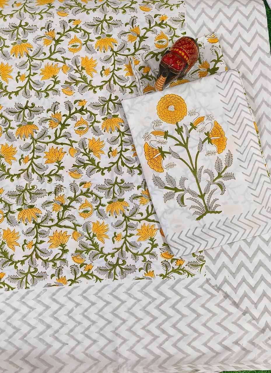 HAND BLOCK PRINTED BEDSHEETS - 90 x 108 ; 300TC PREMIUM QUALITY