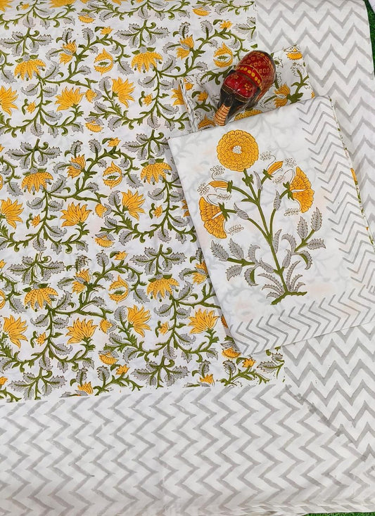 HAND BLOCK PRINTED BEDSHEETS - 90 x 108 ; 300TC PREMIUM QUALITY