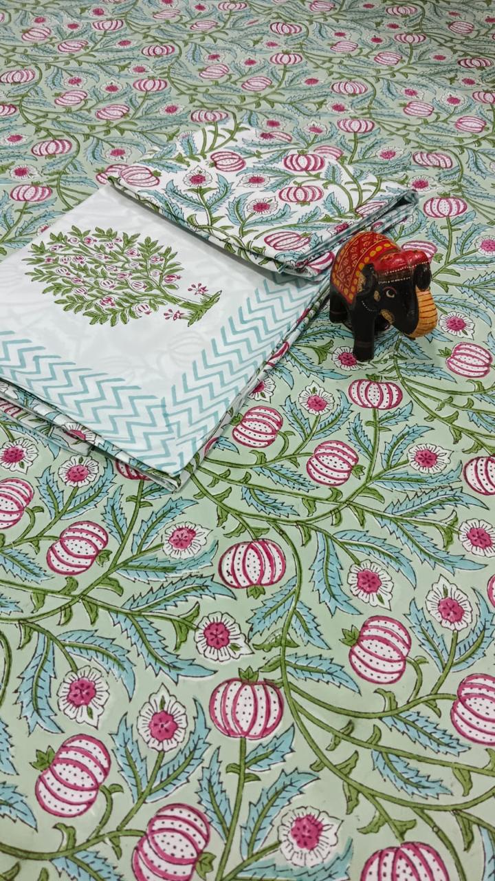 HAND BLOCK PRINTED BEDSHEETS - 90 x 108 ; 300TC PREMIUM QUALITY