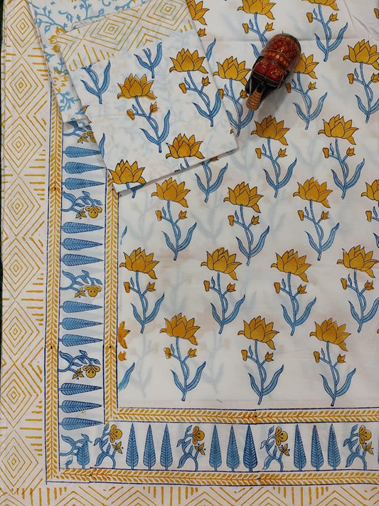 HAND BLOCK PRINTED BEDSHEETS - 90 x 108 ; 300TC PREMIUM QUALITY