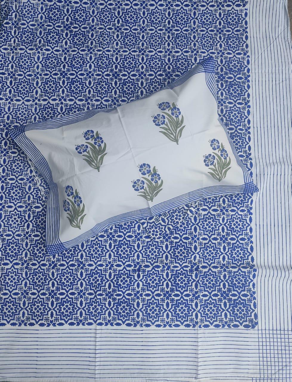 HAND BLOCK PRINTED BEDSHEETS - 90 x 108 ; 300TC PREMIUM QUALITY