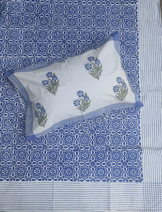 HAND BLOCK PRINTED BEDSHEETS - 90 x 108 ; 300TC PREMIUM QUALITY